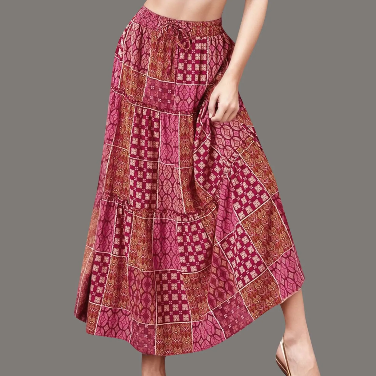 

Женская юбка средней длины, новая пляжная юбка в богемном стиле, модная юбка с широкой юбкой, юбки-комбинации для женщин