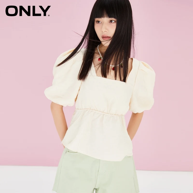 ONLY Summer Fashion Texture Puff Sleeve Square Neck Short Sleeve Short Chiffon Shirt Women|12216X001 
ONLY Summer Fashion Texture Puff Sleeve Square Neck Short Sleeve Short Chiffon Shirt Women|12216X001