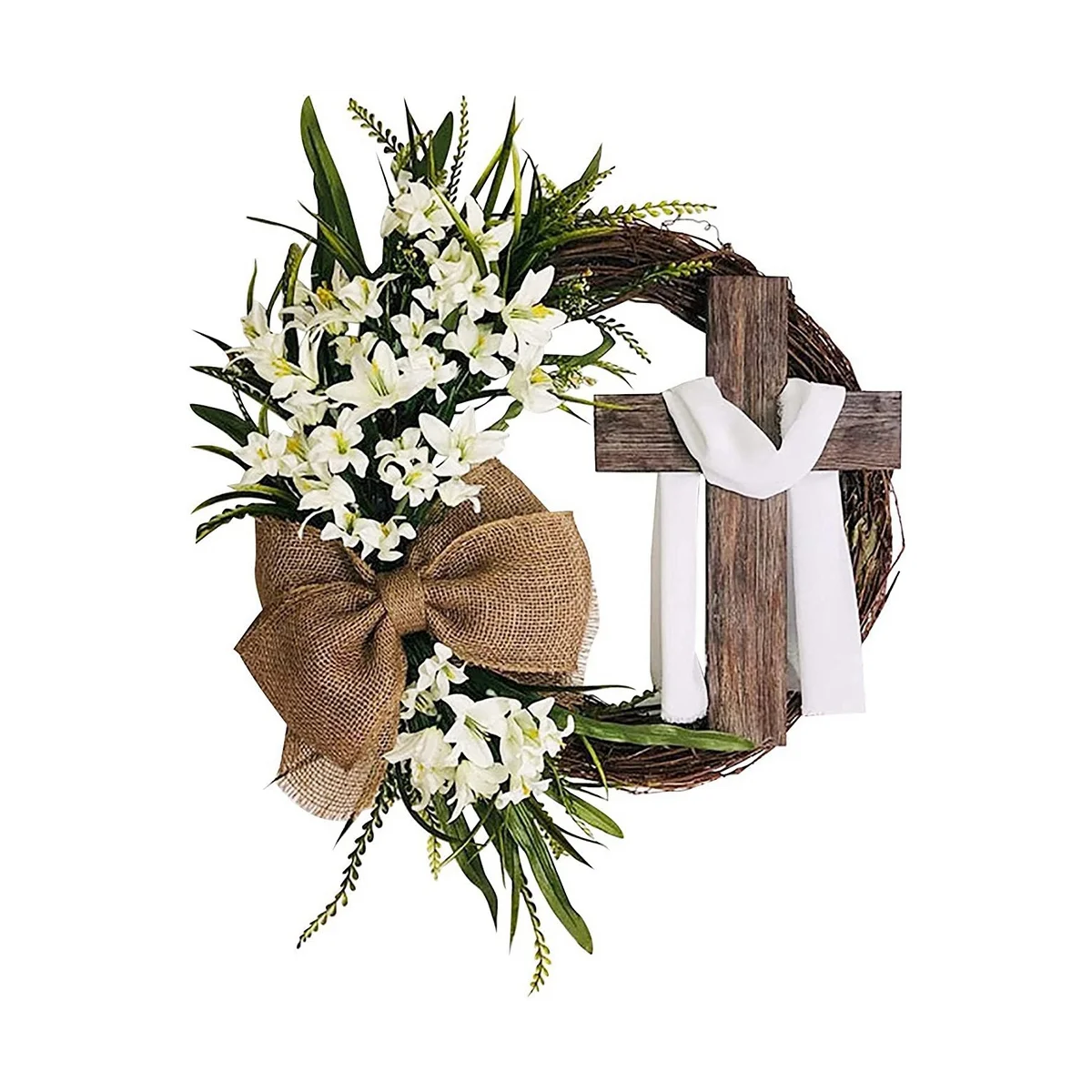 Easter Wreath with Garland, Easter Wreath Decor for Front Door , Artificial Celebration Wreath White 
Easter Wreath with Garland, Easter Wreath Decor for Front Door , Artificial Celebration Wreath White