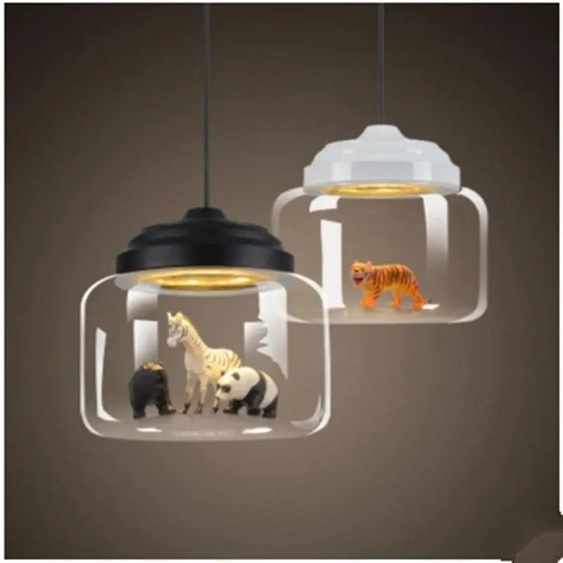 

Nordic Restaurant Glass Chandelier Cafe Kindergarten Classroom Personality Creative Cartoon Animal Pendant Lights