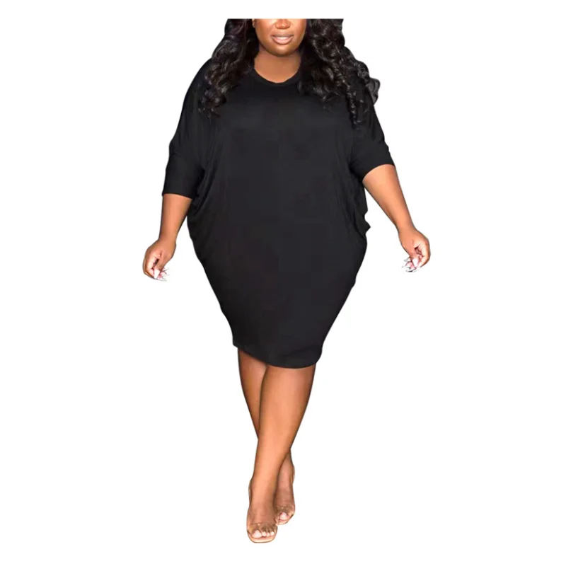 Round Neck 3/4 Sleeve Dress Large Size Temperament Casual Dress Solid Color Knee-length Skirt 2023 Summer New Women's Dress
Round Neck 3/4 Sleeve Dress Large Size Temperament Casual Dress Solid Color Knee-length Skirt 2023 Summer New Women's Dress