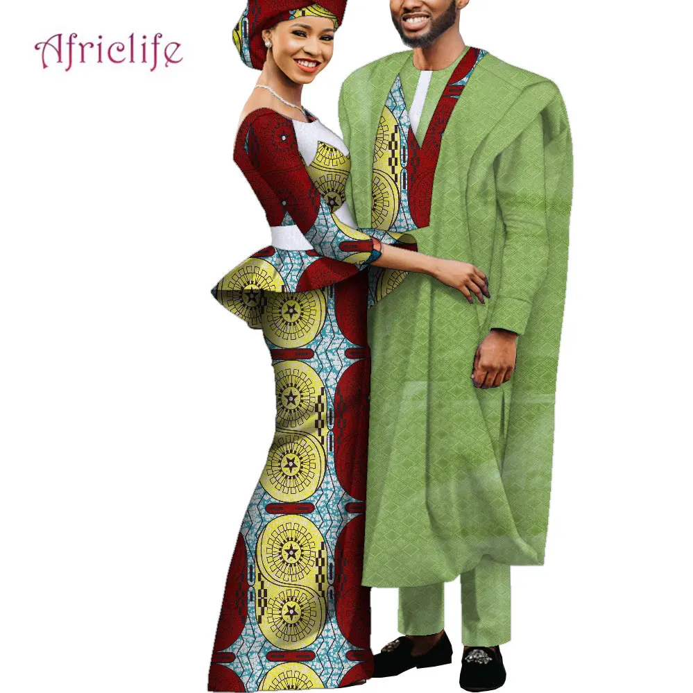 African Couple Clothing Plus Size for Women Set Included Headwrap and Men Robe Suit 3 Pcs Wedding Party Clothing WYQ859
African Couple Clothing Plus Size for Women Set Included Headwrap and Men Robe Suit 3 Pcs Wedding Party Clothing WYQ859