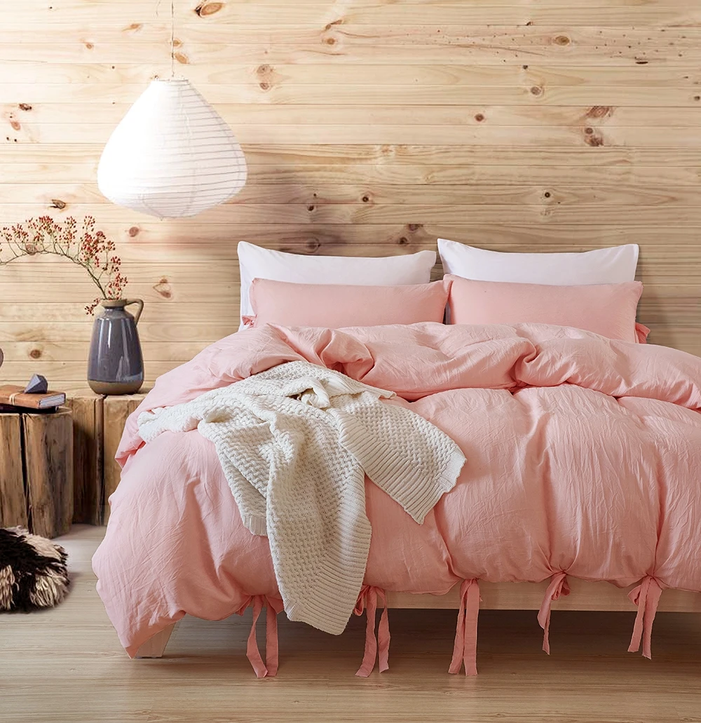 Evich Polyester Plain Bedding Set 3Pcs Multi Colours Single and Double Queen Size Four Seasons Lace Up Pillowcase Duvet Cover
Evich Polyester Plain Bedding Set 3Pcs Multi Colours Single and Double Queen Size Four Seasons Lace Up Pillowcase Duvet Cover