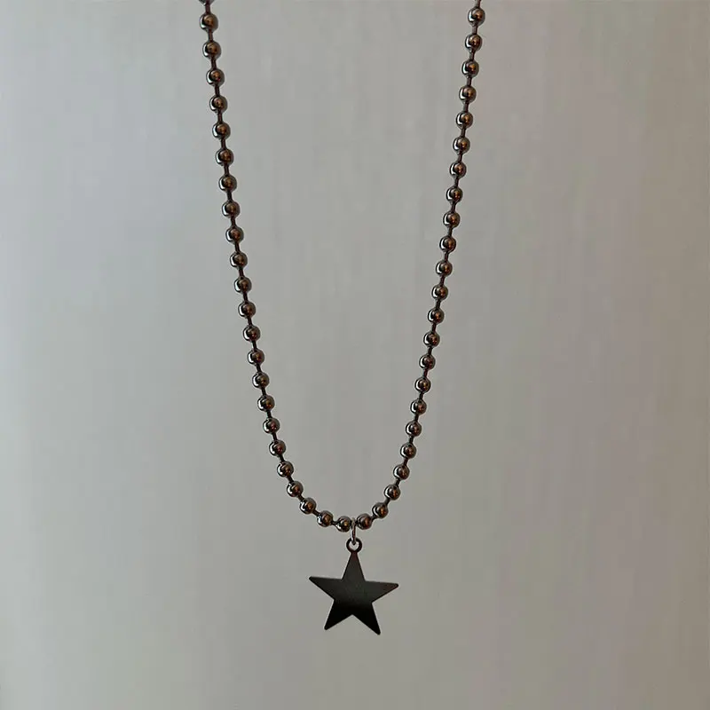 

Y2k ожерелье с подвеской в виде звезды, цепочки с бусинами в стиле хип-хоп для женщин, крутые украшения для шеи для девочек, цепочка до ключиц, Модный женский подарок