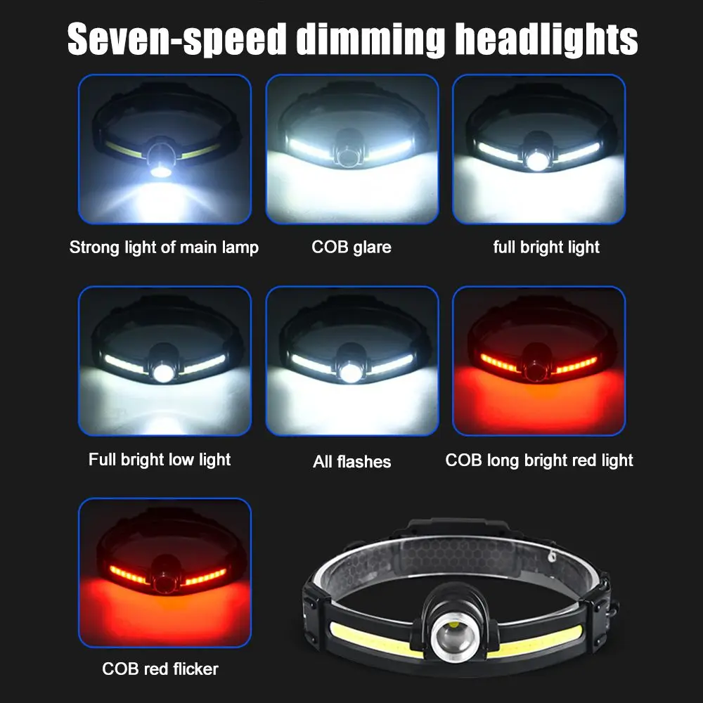 Outdoor Flashlight Camping Fishing USB Rechargeable Fishing Light Head Torch LED Headlamp COB Headlight
Outdoor Flashlight Camping Fishing USB Rechargeable Fishing Light Head Torch LED Headlamp COB Headlight