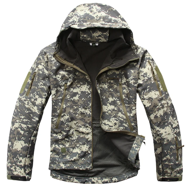 

Тактическая куртка из мягкой кожи акулы, мужская зимняя водонепроницаемая ветровка, флисовое пальто для охоты, камуфляжная армейская одежда в стиле милитари
