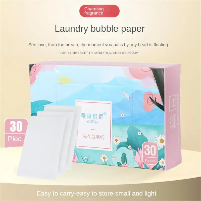 

30Pcs Laundry Tablets Strong Decontamination Laundry Detergent Bubble Paper Sheet Underwear Clothes Cleaning Powder Detergen