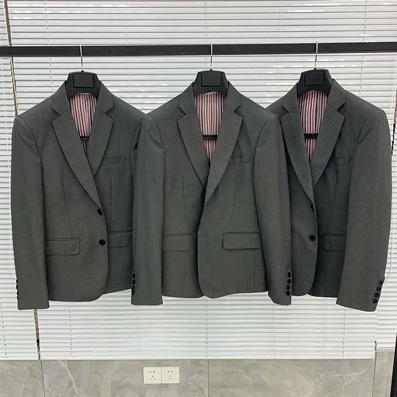 

TB THOM Men Blazers Fashion Brand Grey Business Causal Elegant Jackets High Quality Jackets For Men Parkas Men Overcoats