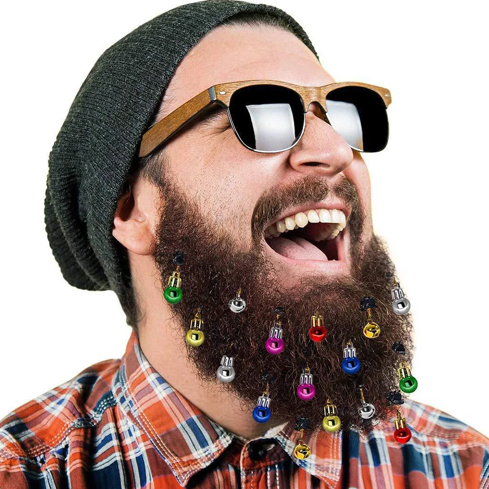 

16pcs Beard Ornament Lovely Exquisite Stylish Bell Clips Beard Bell Clips Christmas Beard Clips Facial Hair Baubles for