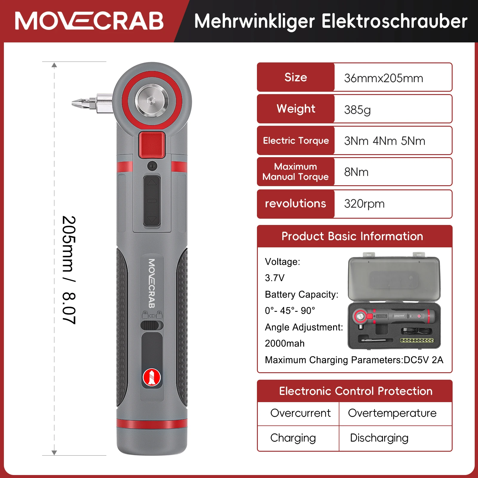 MOVECRAB Мини электрическая отвертка
MOVECRAB Мини электрическая отвертка