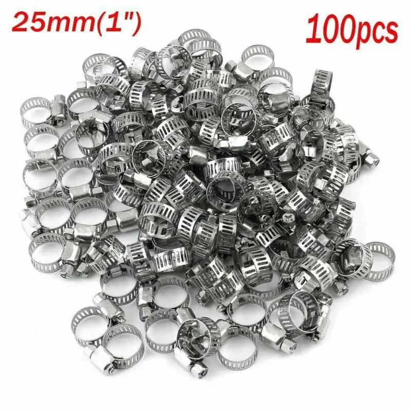 100pcs Hose Clamps Silver Anti-Twist Equipment Rust-Proof Accessories 25*8*34mm Car Hose Clamps With Adjustable Band
100pcs Hose Clamps Silver Anti-Twist Equipment Rust-Proof Accessories 25*8*34mm Car Hose Clamps With Adjustable Band