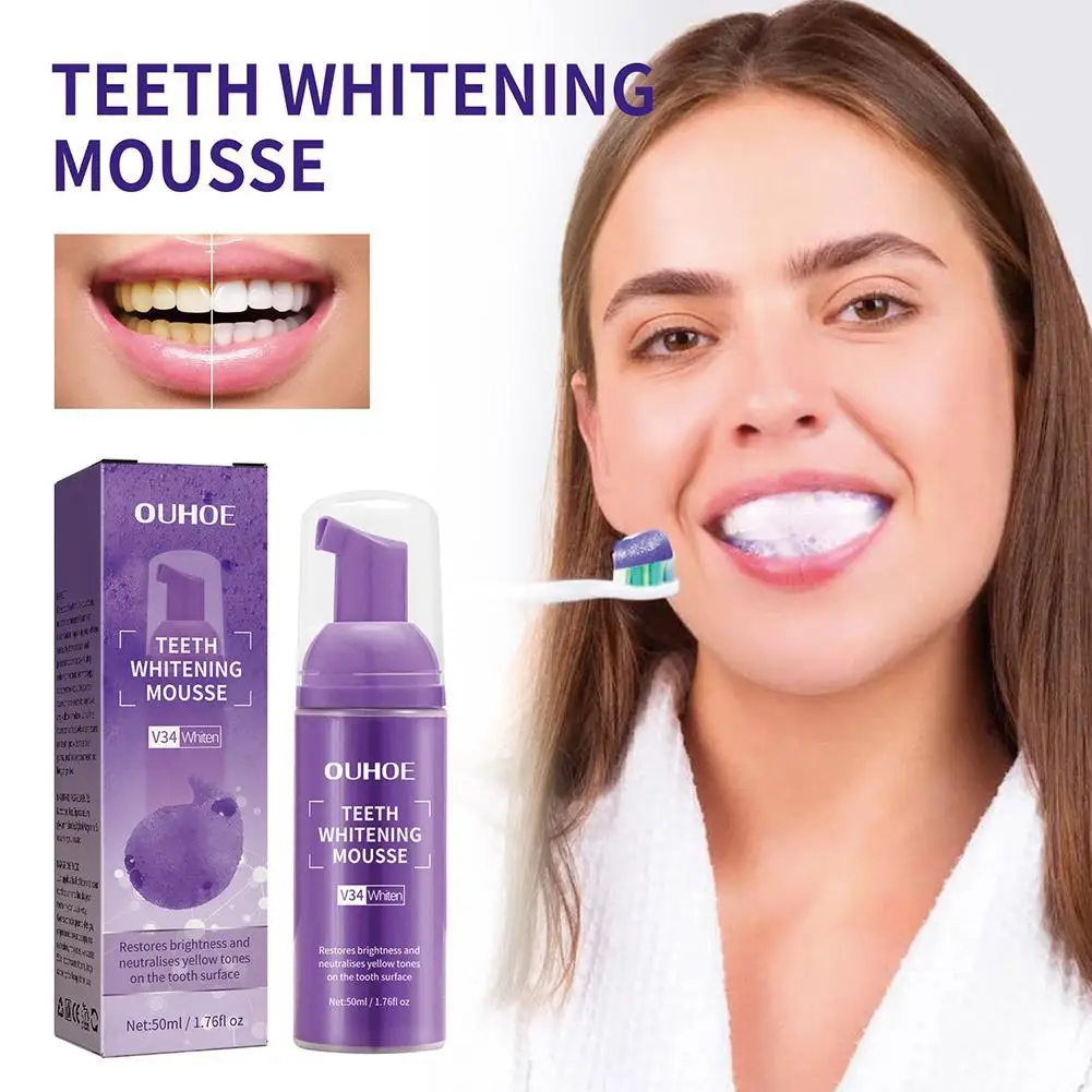 

Tooth Whitening Mousse Toothpaste Remove Plaque Yellow Stains Oral Hygiene Cleaning Color Correction Fresh Breath Dental Care