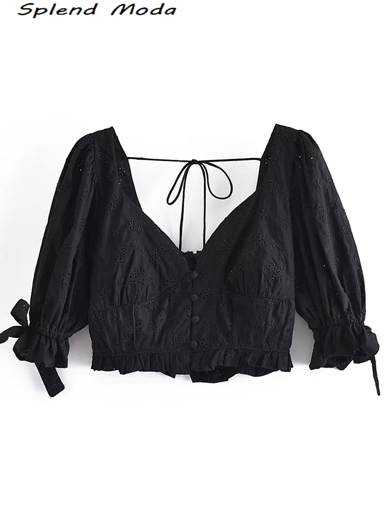 Splend Moda Summer Cute Chic Embroidery Cotton Short Top Women Fashion Sweet Shirt Sexy Deep V-neck Backless Puff Sleeve Tops
Splend Moda Summer Cute Chic Embroidery Cotton Short Top Women Fashion Sweet Shirt Sexy Deep V-neck Backless Puff Sleeve Tops