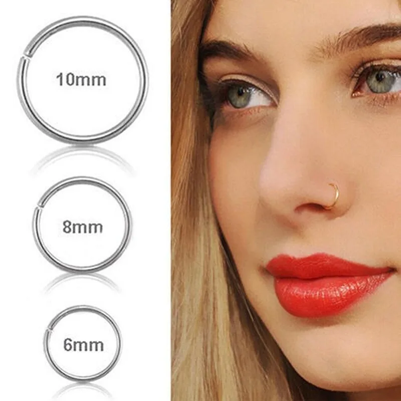 1Pc Nose Ring Clips 6/8/10mm Septum Ring Hoop Cartilage Tragus Helix Small Piercing Nose Ring For Women Body Jewelry Accessories
1Pc Nose Ring Clips 6/8/10mm Septum Ring Hoop Cartilage Tragus Helix Small Piercing Nose Ring For Women Body Jewelry Accessories
