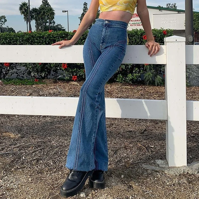 Vintage Women Mid-waist Retro Stitching Trousers Denim Flare Pants Ladies Slim Pocket Wide Leg Jeans Female Solid Classic Pant
Vintage Women Mid-waist Retro Stitching Trousers Denim Flare Pants Ladies Slim Pocket Wide Leg Jeans Female Solid Classic Pant
