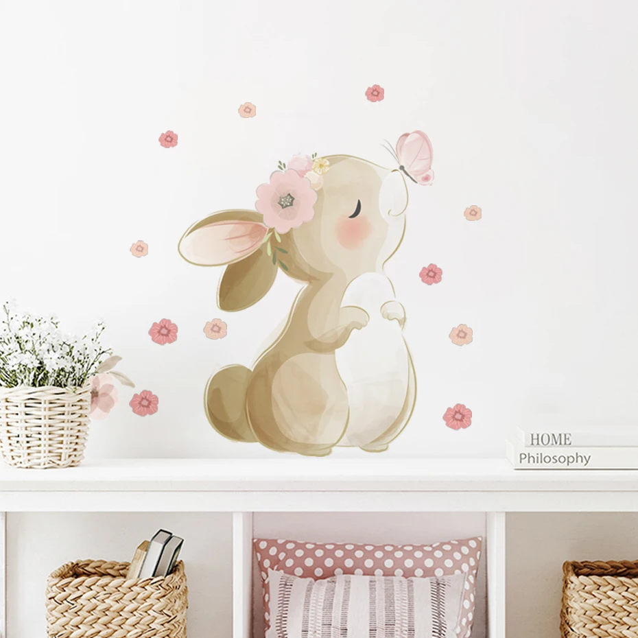 Boho Cartoon Rabbit Butterfly Flowers Wall Sticker Nursery Kids Room Home Decoration Mural Living Room Bedroom Bunny Stickers
Boho Cartoon Rabbit Butterfly Flowers Wall Sticker Nursery Kids Room Home Decoration Mural Living Room Bedroom Bunny Stickers