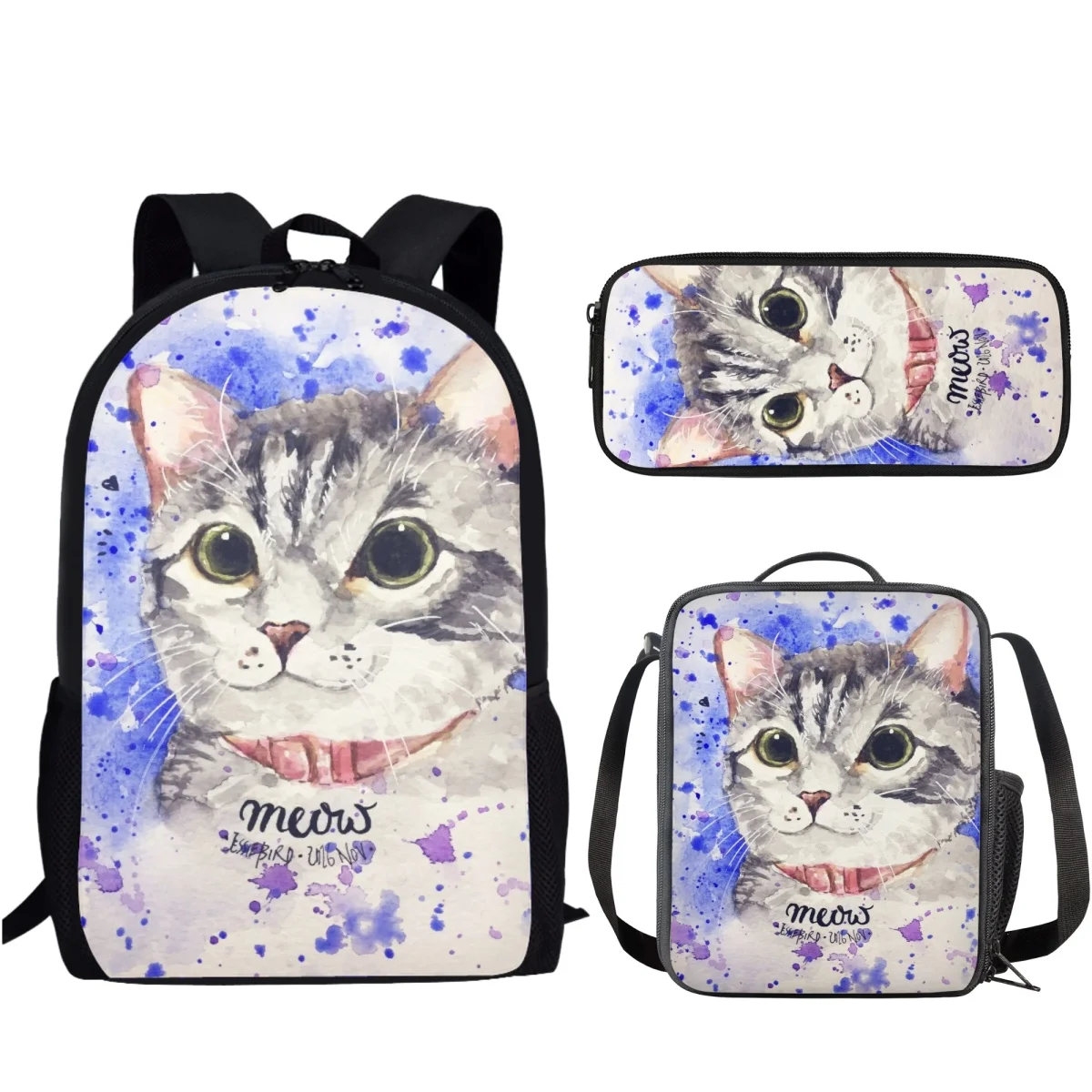 Cat School Bags for Kids Girls Lovely Animal Print 3pcs/set Children Bookbag Large Capacity Custom Backpack for Student Mochila
Cat School Bags for Kids Girls Lovely Animal Print 3pcs/set Children Bookbag Large Capacity Custom Backpack for Student Mochila