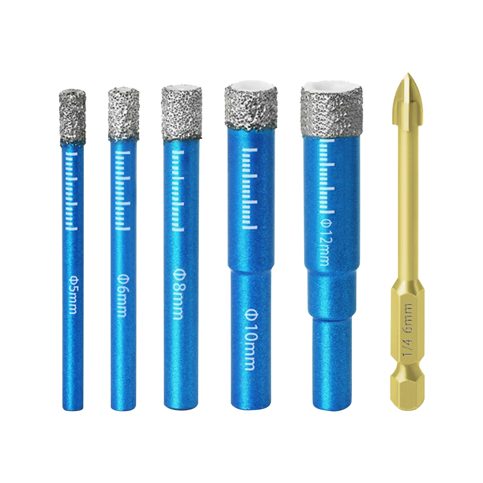 6pcs Practical Drill Bit Set Diamond DIY Ceramic High Hardness Round Shank Granite Dry Multifunctional For Tile Glass Tool
6pcs Practical Drill Bit Set Diamond DIY Ceramic High Hardness Round Shank Granite Dry Multifunctional For Tile Glass Tool