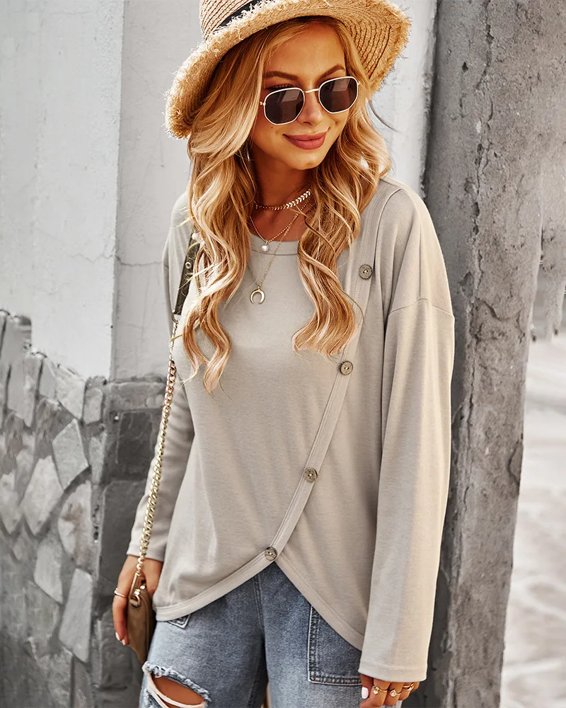 Autumn Winter Warm Irregular Pullovers Women Fashion Solid Colors Long Sleeve O-Neck Sweatshirts 2021 New Button Cotton Pullover
Autumn Winter Warm Irregular Pullovers Women Fashion Solid Colors Long Sleeve O-Neck Sweatshirts 2021 New Button Cotton Pullover