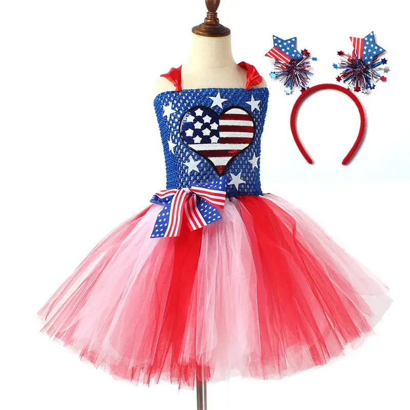 Girls Independence Day Tutu Dress 4th of July Dresses for National Holiday American Flag Costumes with Star Headband Disguise
Girls Independence Day Tutu Dress 4th of July Dresses for National Holiday American Flag Costumes with Star Headband Disguise