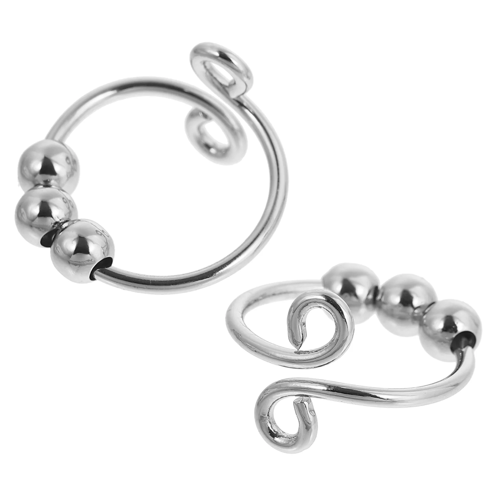 

2 Pcs Bead Split Ring Couple Rings Beads Women Fidget Anxiety Wave Gift Alloy Man Rotatable Jewelry