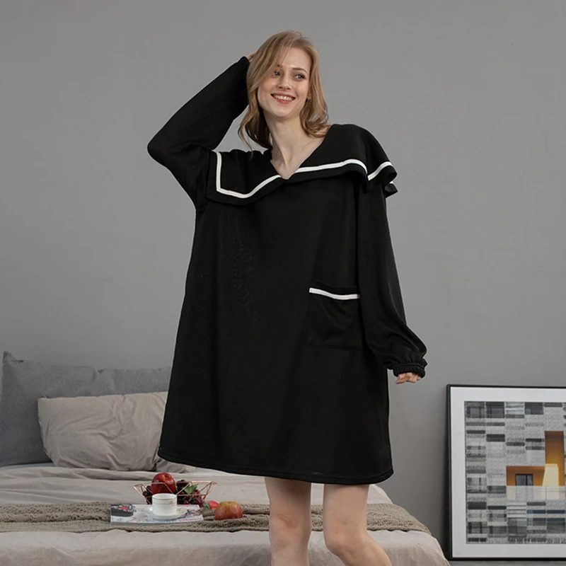 Pajamas with lapels Casual long sleeves Nightdress Underwear pullover woman Can be worn outside Home clothing
Pajamas with lapels Casual long sleeves Nightdress Underwear pullover woman Can be worn outside Home clothing