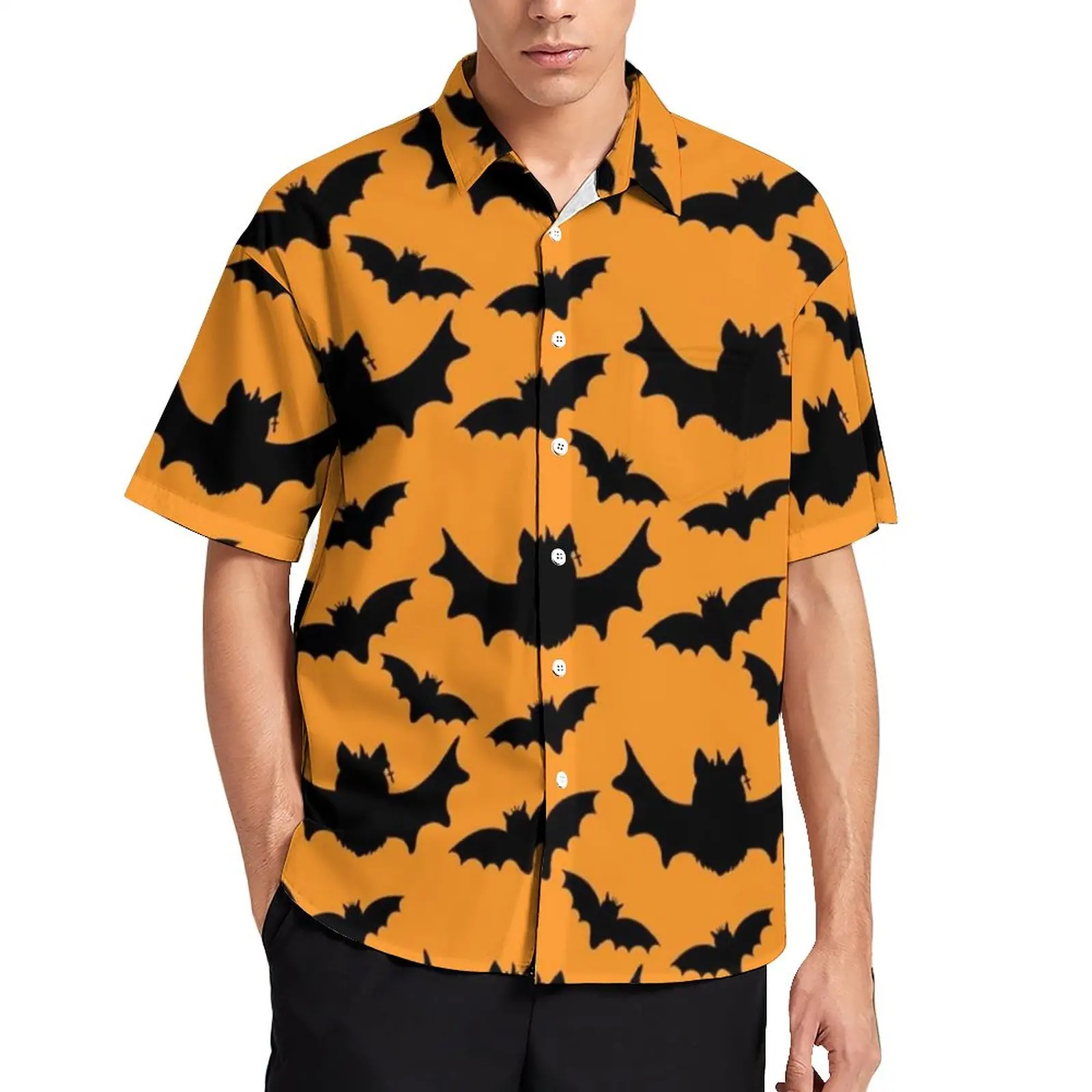 Black Bat Silhouette Casual Shirt Halloween Print Beach Loose Shirt Street Style Blouses Short Sleeve Design Oversized Tops
Black Bat Silhouette Casual Shirt Halloween Print Beach Loose Shirt Street Style Blouses Short Sleeve Design Oversized Tops