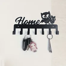Owl Key Holder Rack, Owl Key Hooks, Metal Key Cabinet, Owl Key Hanger, Medal Hanger, Leash Hanger, 10.6 X 6.15 X 1 INCH