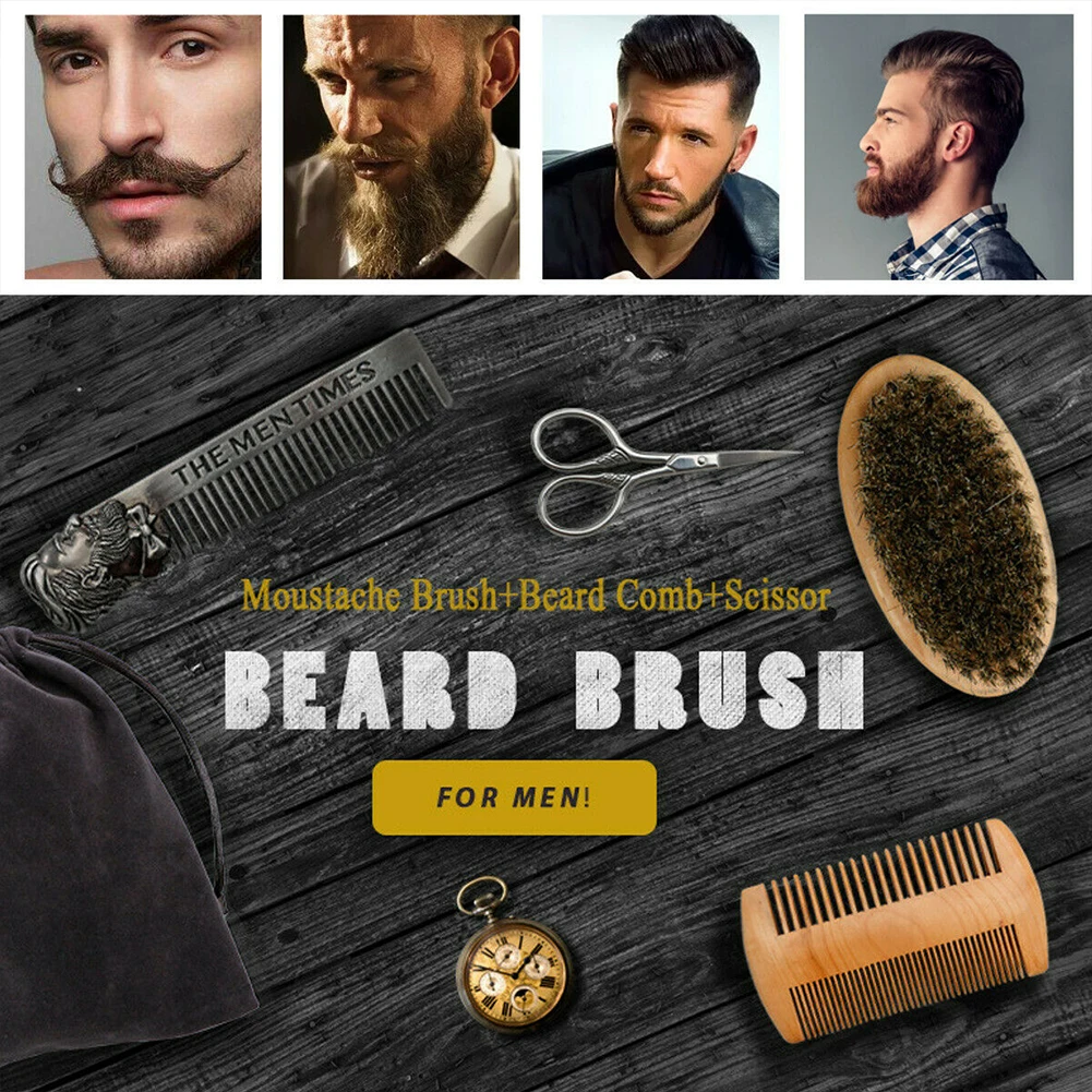 4pcs Beard Trimming Kit Salon Mustache Styling Home Goatee Facial Manual Tool With Bag Handheld Brush Comb Shaving Scissor 
4pcs Beard Trimming Kit Salon Mustache Styling Home Goatee Facial Manual Tool With Bag Handheld Brush Comb Shaving Scissor