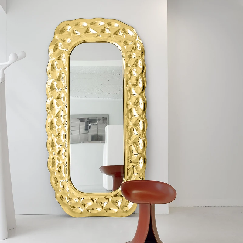 

Золотистое длинное декоративное зеркало для макияжа на стену, полноразмерные поделки, зеркало для душа, ванной комнаты, большое туалетное зеркало, домашний декор YX50DM