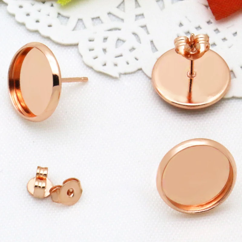 10pcs/lot 8/10/12/14mm No Fade Women's Rose Gold Stud Earring + Earplug Blanks DIY Jewelry Bezel Base Setting Tray Cabochons
10pcs/lot 8/10/12/14mm No Fade Women's Rose Gold Stud Earring + Earplug Blanks DIY Jewelry Bezel Base Setting Tray Cabochons