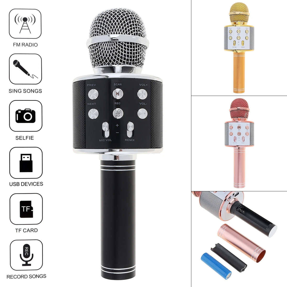 

WS858 Professional Bluetooth Wireless Microphone Handheld Hifi Speaker Microphone Karaoke KTV Singing Recorder Mic Music Player