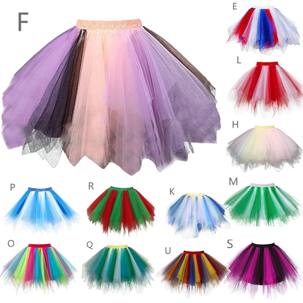 

Womens Pleated Gauze Colours Short Skirt Princess Skirt High Quality Adult Tutu Dancing Skirt Pleated Layered Tulle Mini Skirt