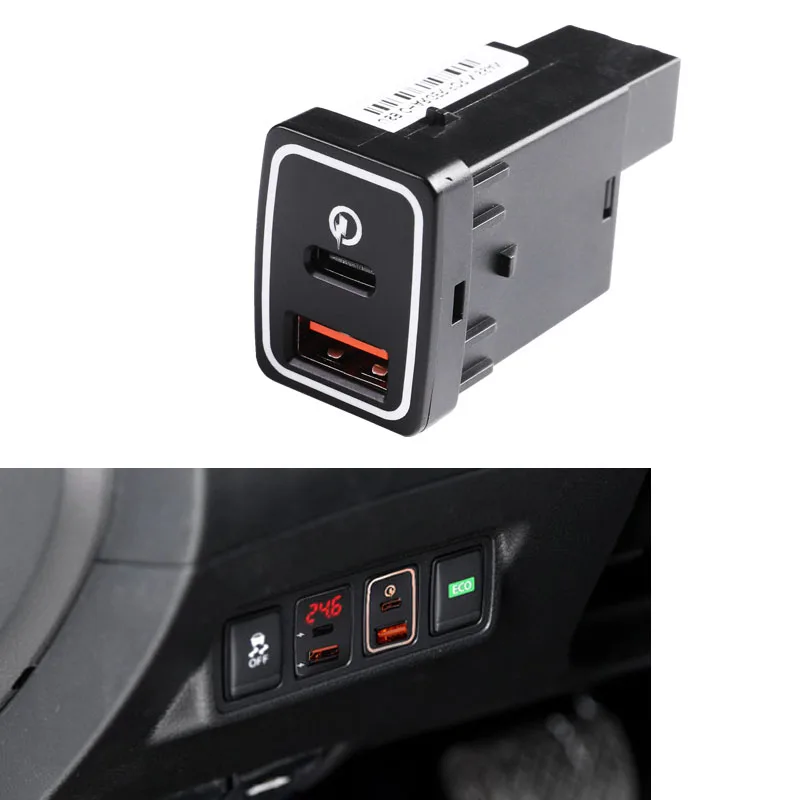 1PC Car Quick Charge Dual QC3.0 USB Type-C PD Charger Car Interface Socket Connector Voltage Display Use For Nissan New
1PC Car Quick Charge Dual QC3.0 USB Type-C PD Charger Car Interface Socket Connector Voltage Display Use For Nissan New
