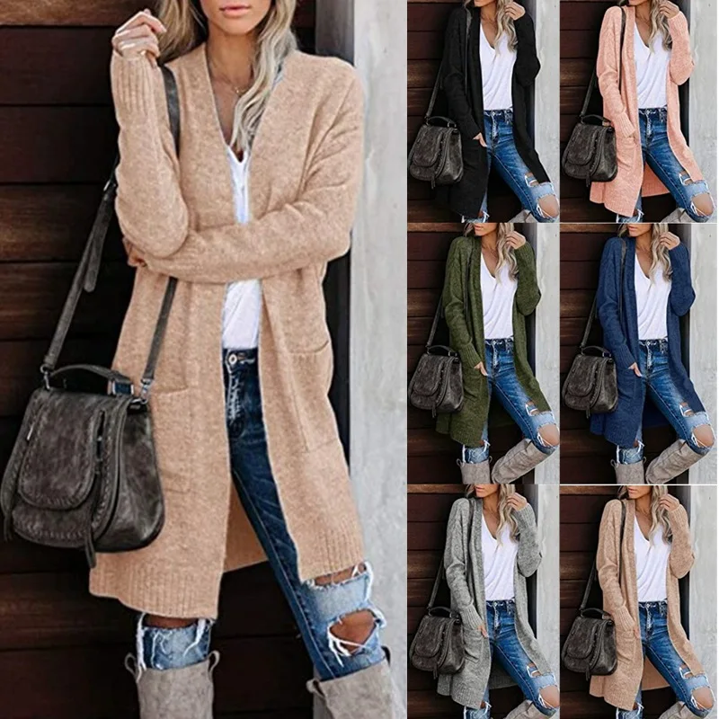 Women's Long Sleeve Sweater New Autumn Winter Knitted Cardigan Casual Female Loose Solid Outerwear With Pockets
Women's Long Sleeve Sweater New Autumn Winter Knitted Cardigan Casual Female Loose Solid Outerwear With Pockets