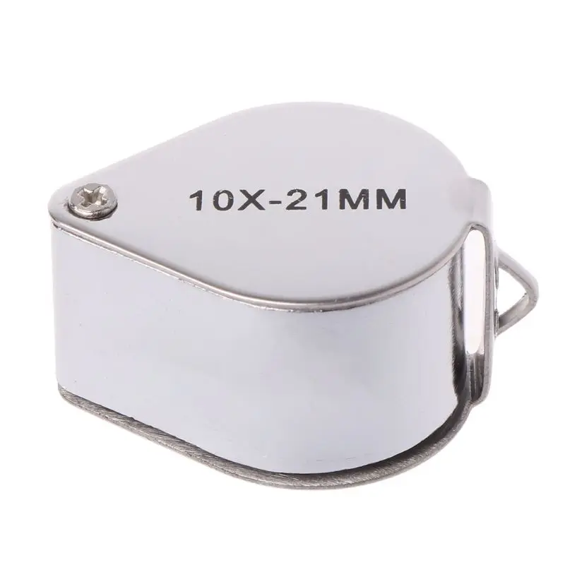 

Mini 10X 21mm Jeweler Jeweler's Jewelry Loupe Magnifier Magnifying Glass Silver with Box for Reading Inspection Coins 367D