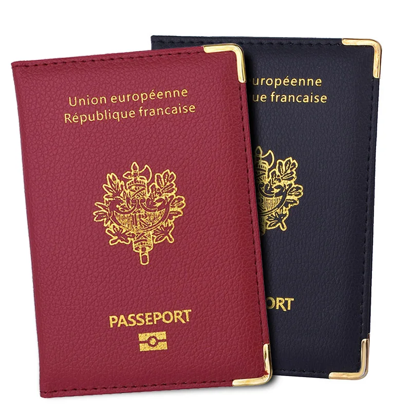 

France Passport Cover Men Women Travel Wallet Passports Holder ID Card Case PU Leather Travel Accessories Document Bag