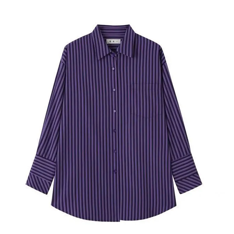 Buttons Striped Printing Fashion Loose Women Clothing Office Lady Simplicity Streetwear Turn-down Collar Long Sleeve Blouses
Buttons Striped Printing Fashion Loose Women Clothing Office Lady Simplicity Streetwear Turn-down Collar Long Sleeve Blouses