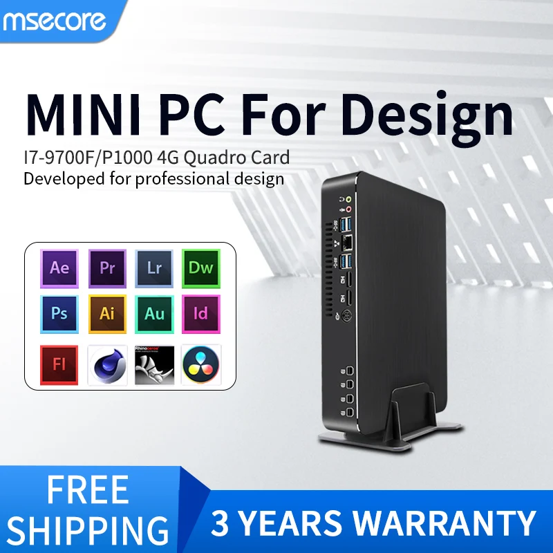 MSECORE MV10 Intel core i7 9700F Quadro P1000 professional graphics workstation DDR4 Mini PC Windows 10 Desktop design Computer
MSECORE MV10 Intel core i7 9700F Quadro P1000 professional graphics workstation DDR4 Mini PC Windows 10 Desktop design Computer