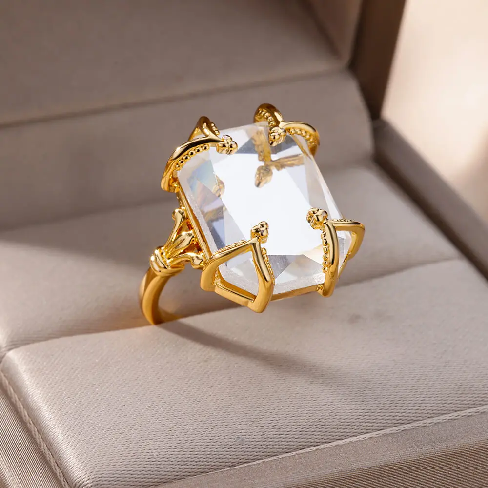 Zircon Stone Rings For Women Stainless Steel Gold Plated Wedding Crystal Ring 2023 New Trending Vintage Jewelry anillos mujer
Zircon Stone Rings For Women Stainless Steel Gold Plated Wedding Crystal Ring 2023 New Trending Vintage Jewelry anillos mujer
