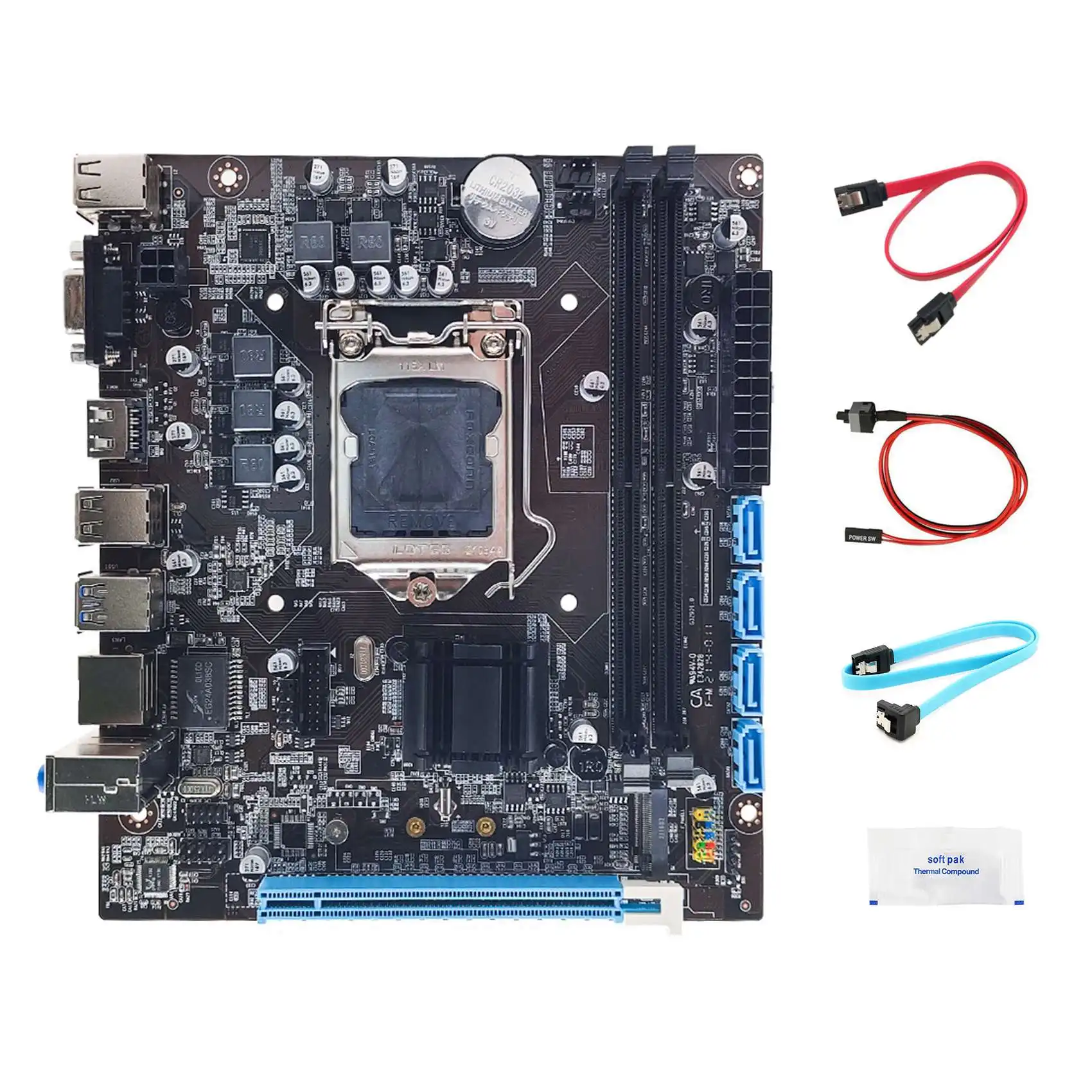 H110 Desktop Motherboard+2XSATA Cable+Switch Cable+Thermal Grease LGA1151 M.2 NVME Support 2XDDR4 for Intel 6/7/8Th 14Nm
H110 Desktop Motherboard+2XSATA Cable+Switch Cable+Thermal Grease LGA1151 M.2 NVME Support 2XDDR4 for Intel 6/7/8Th 14Nm