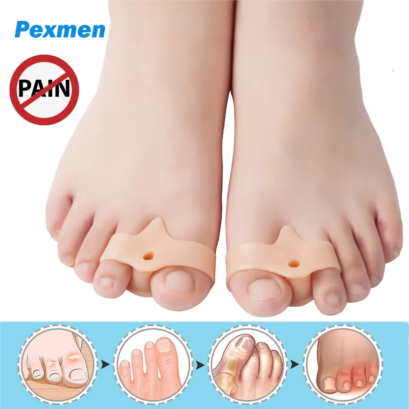 

Pexmen 2Pcs/Pair Soft Gel Toe Separator Bunion Corrector Big Toe Spacer for Bunion Pain Relief Separating Overlapping Toes