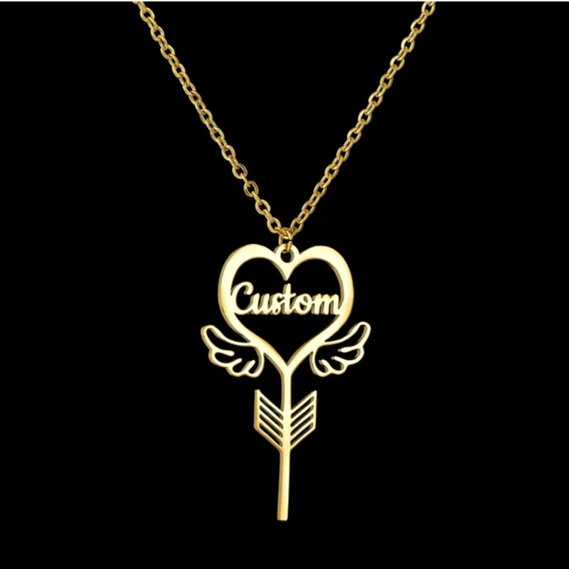 Personalized Custom Name With Heart Necklace Wing Key Shape Pendant Necklace Stainless Steel Chain Jewelry for Women Gifts
Personalized Custom Name With Heart Necklace Wing Key Shape Pendant Necklace Stainless Steel Chain Jewelry for Women Gifts
