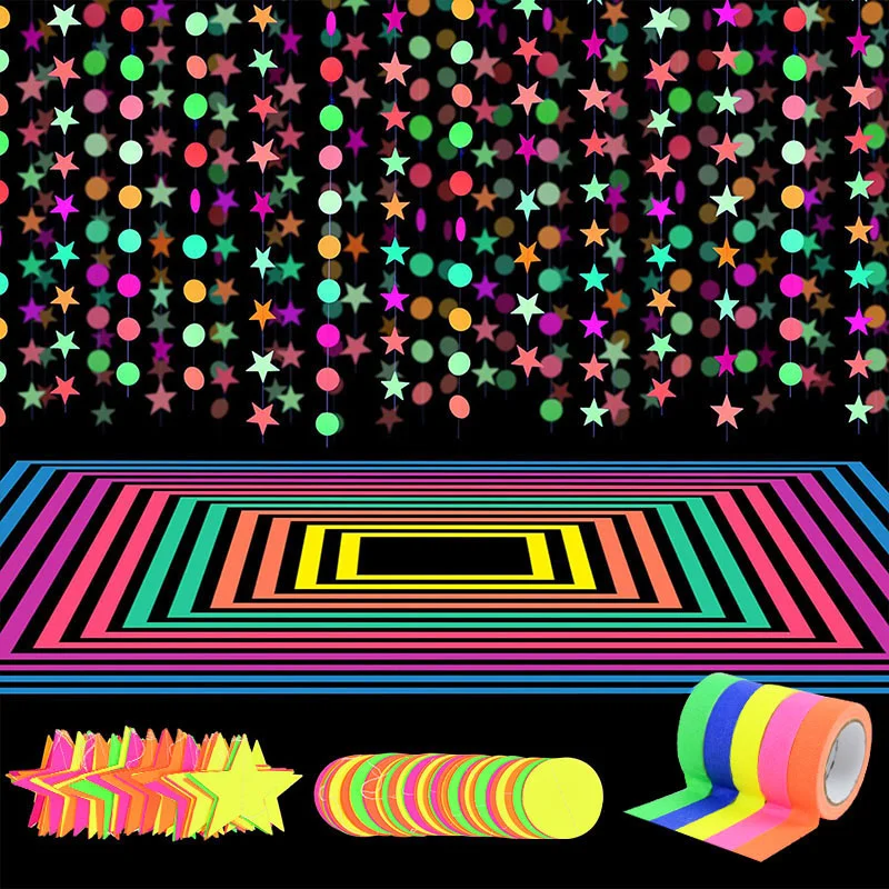1set Fluorescent Circle Dots Star Garland 5Colors UV Black Light Glow Luminous Tape Neon Party Wedding Kids Birthday Decorations
1set Fluorescent Circle Dots Star Garland 5Colors UV Black Light Glow Luminous Tape Neon Party Wedding Kids Birthday Decorations