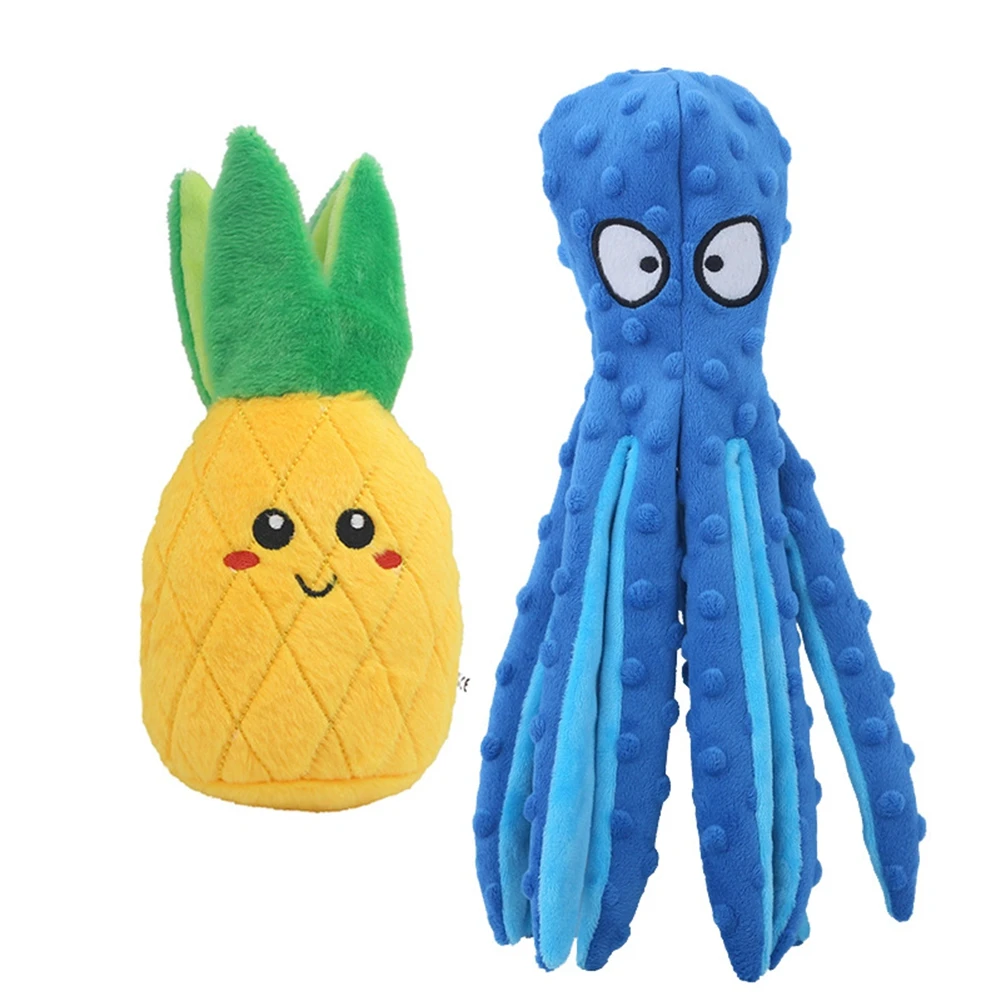 

2pcs 8 Legs Octopus Soft Stuffed Plush Dog Toys Outdoor Play Interactive Squeaky Dogs Toy Sounder Sounding Paper Chew Tooth toy