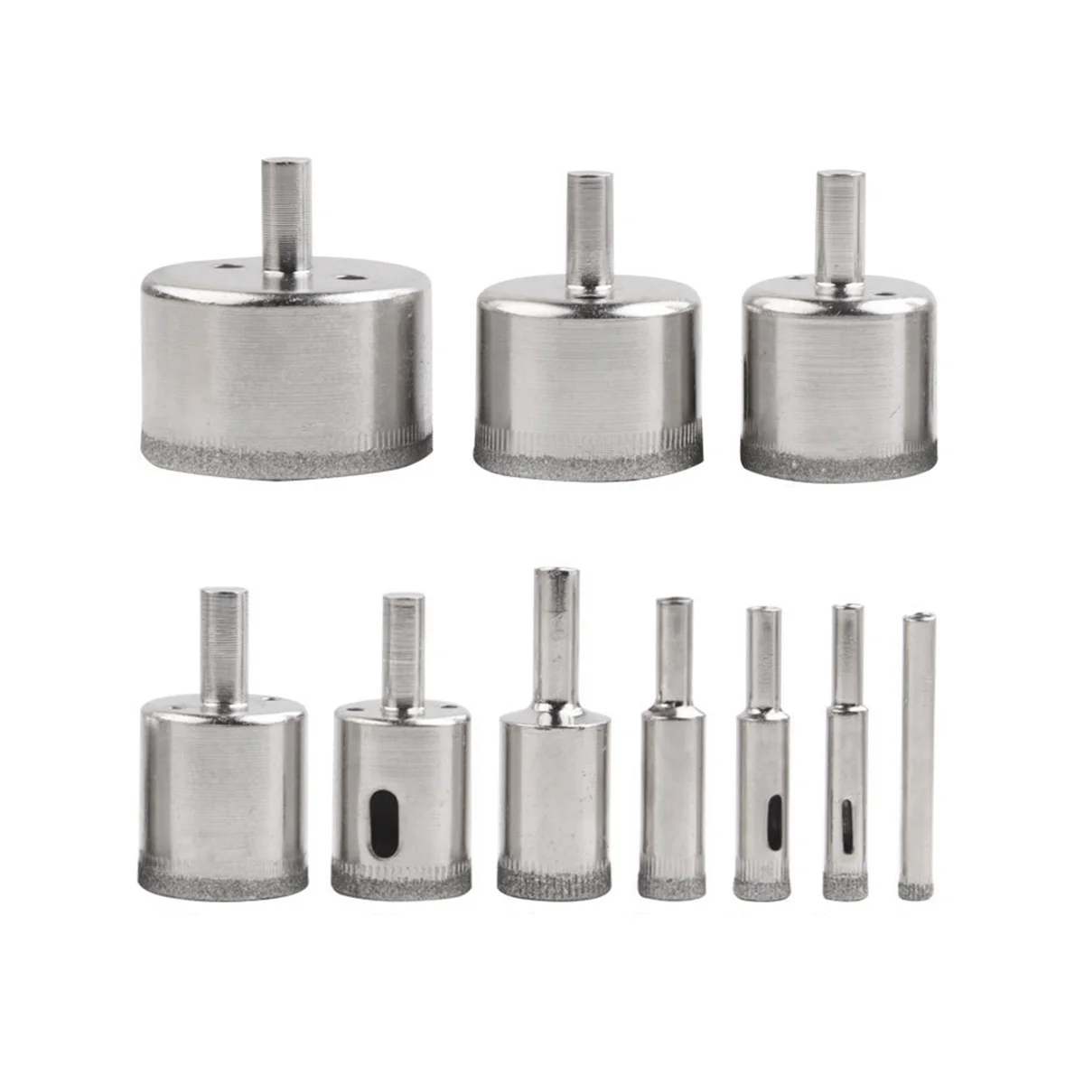 Diamond Drill Bits Set 10PC Diamond Hole Saw Set Glass Drill Bit for Ceramic Tile Porcelain Marble Granite Stone Bottles
Diamond Drill Bits Set 10PC Diamond Hole Saw Set Glass Drill Bit for Ceramic Tile Porcelain Marble Granite Stone Bottles