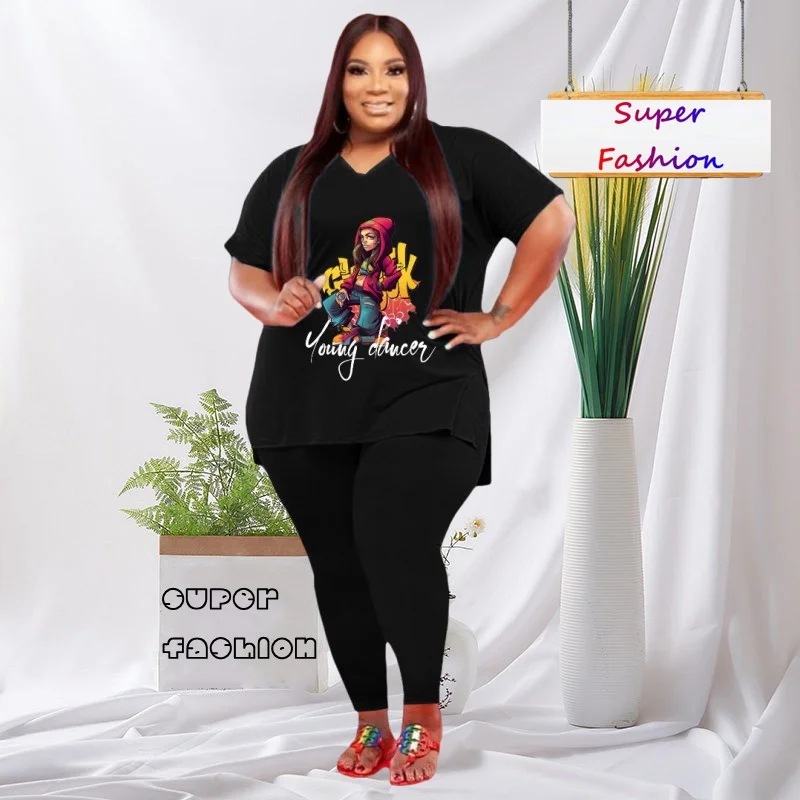 WSFEC XL-5XL размера плюс, комплекты из двух предметов, летний однотонный модный Свободный Топ с коротким рукавом и брючный костюм с принтом 
WSFEC XL-5XL размера плюс, комплекты из двух предметов, летний однотонный модный Свободный Топ с коротким рукавом и брючный костюм с принтом