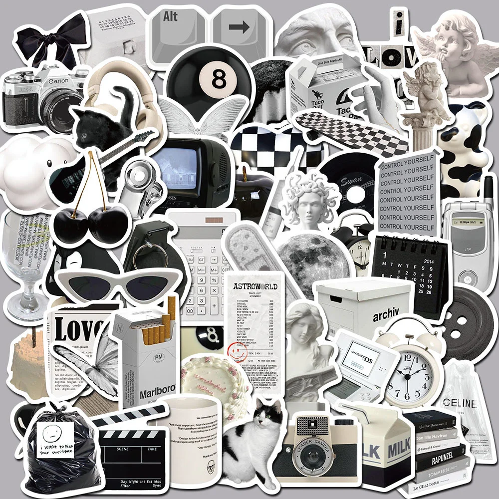 10/50PCS Black and White Simple Style Stickers for Phone Laptop Fridge Water DIY Waterproof Graffiti Minimalist Sticker Pack
10/50PCS Black and White Simple Style Stickers for Phone Laptop Fridge Water DIY Waterproof Graffiti Minimalist Sticker Pack