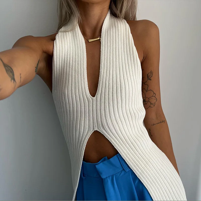 V Neck Off Shoulder White Halter Womens Tops Sleeveless Knitted Split Tank Top White Sexy Summer Street Outfits 2022 Nice One
V Neck Off Shoulder White Halter Womens Tops Sleeveless Knitted Split Tank Top White Sexy Summer Street Outfits 2022 Nice One