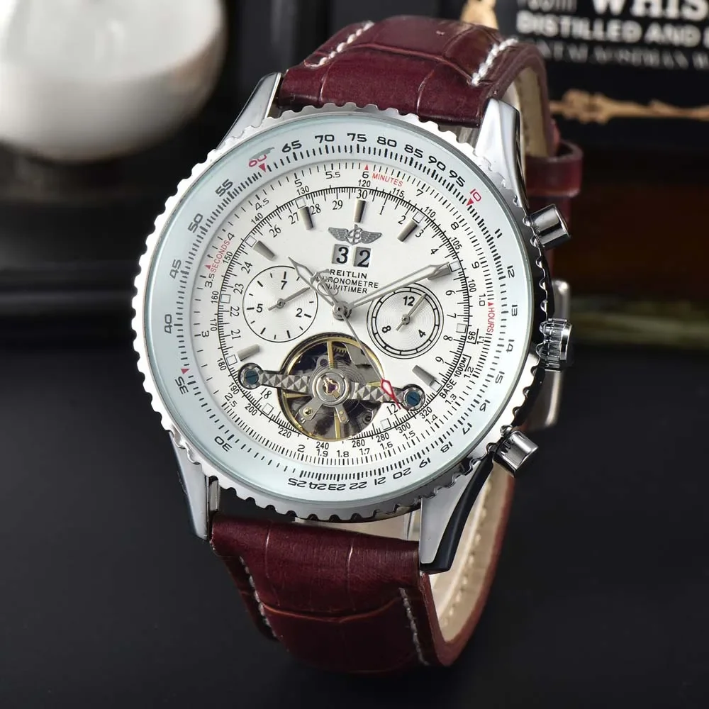 

Лучшие часы AAA + Breitling для мужчин, роскошные многофункциональные полностью стальные автоматические механические часы с турбийоном, высококачественные часы AAA